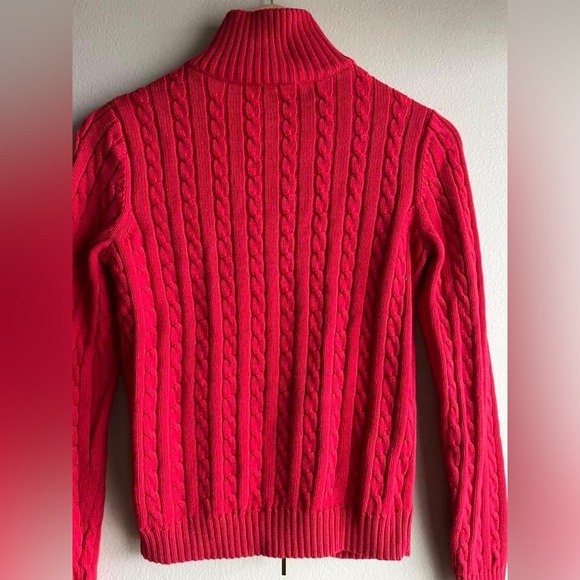 Lauren Ralph Lauren Women’s Red Full Zip Long Sleeve Pockets Sweater Size XS - Picture 4 of 13